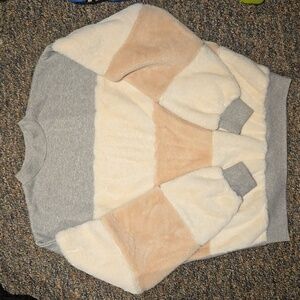 Hybrid Fuzzy Striped Crew Neck / Grey Heather Fleece